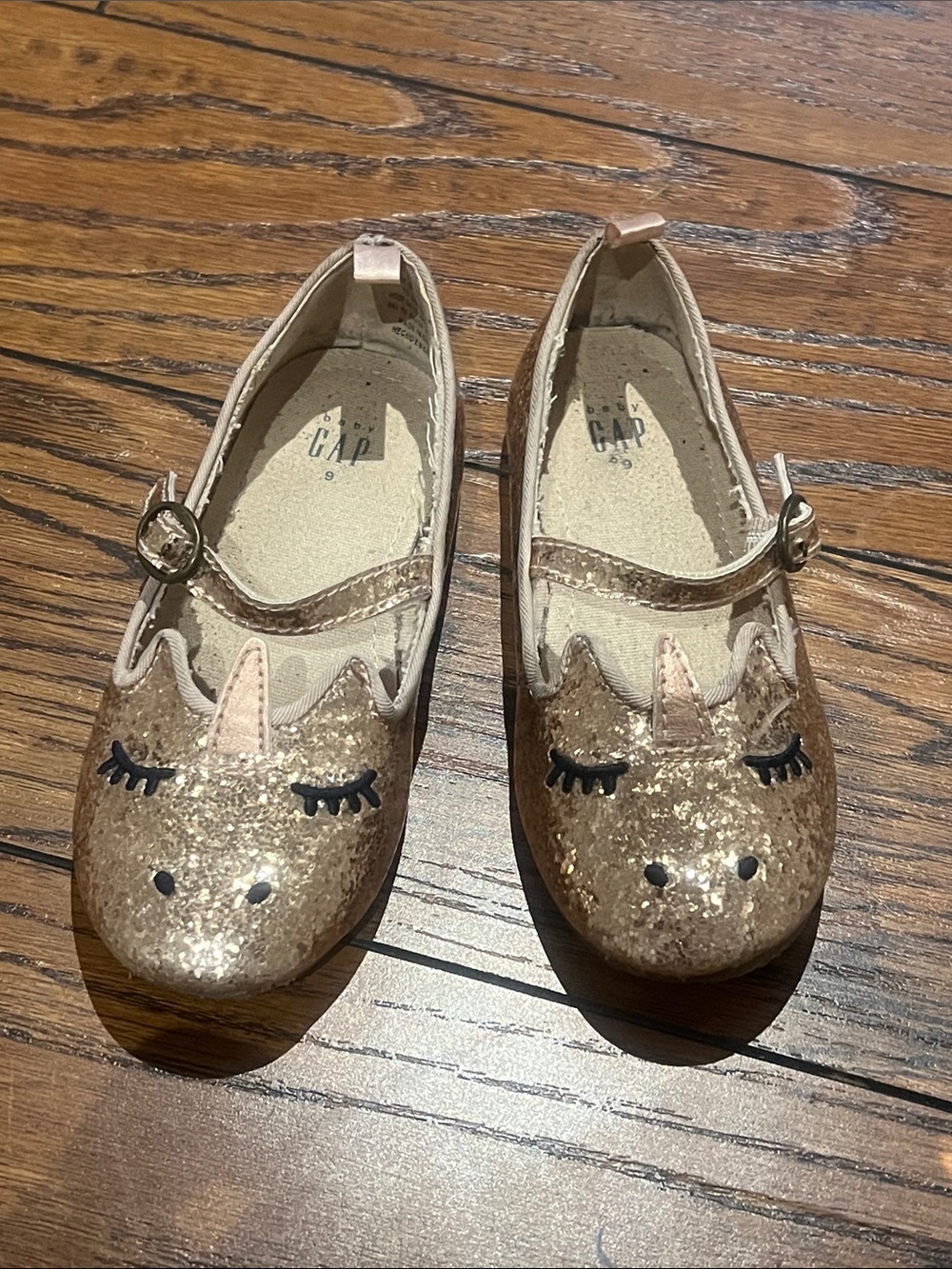 GAP Girls Glitter Unicorn Mary Jane Flats - Rose Size 9